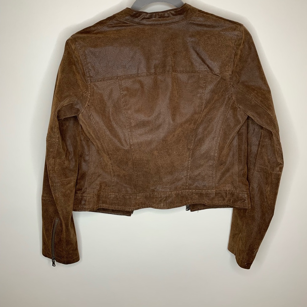 Levi’s Brown Leather Moto Jacket Sz petite small - Picture 7 of 8